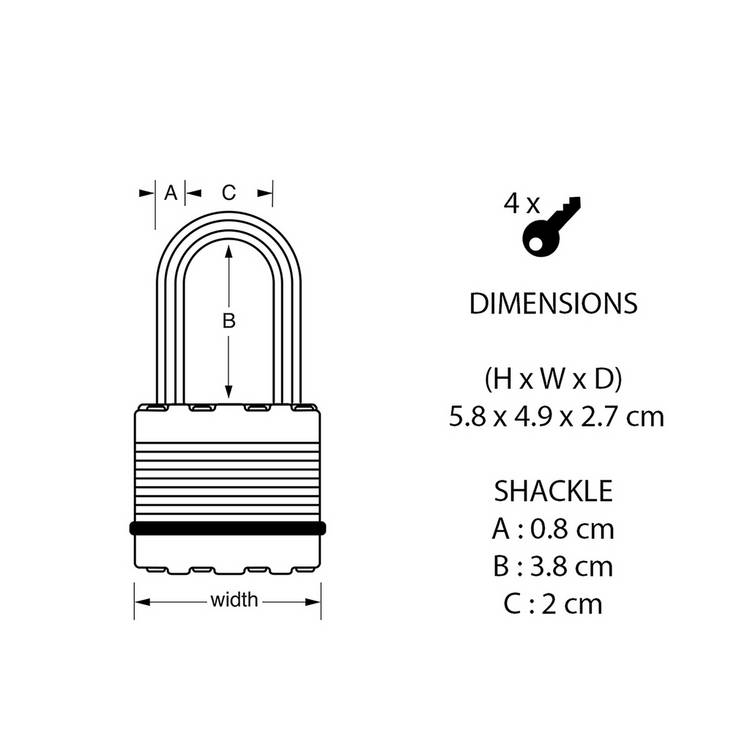 Master Lock weatherproof laminated steel padlock, UK version