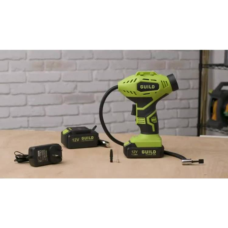 Guild cordless tyre inflator 12V with accessories (British brand)