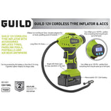 Guild cordless tyre inflator 12V with accessories (British brand)