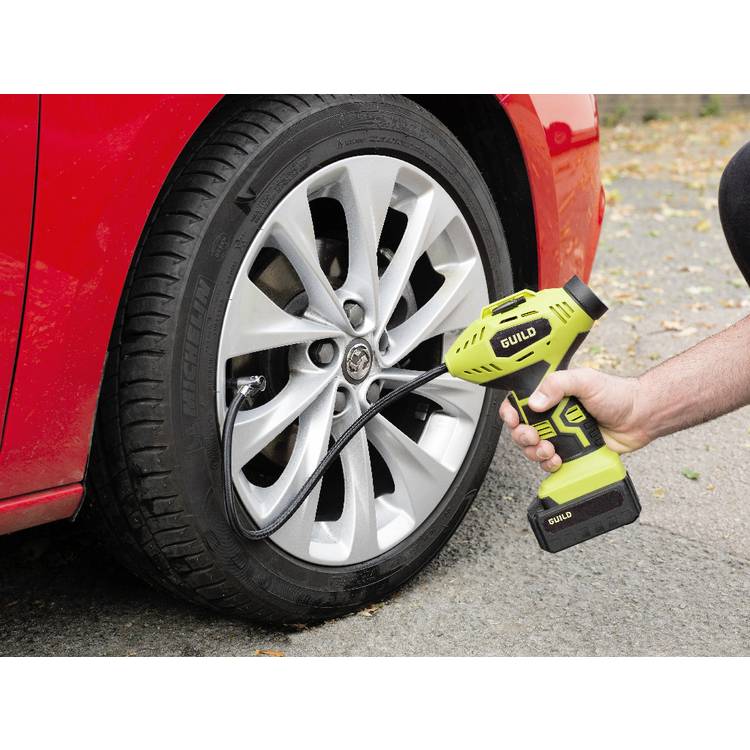 Guild cordless tyre inflator 12V with accessories (British brand)