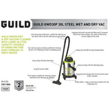 Guild 30L steel drum wet dry vacuum cleaner - British product