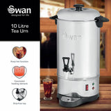 Swan hot water urn stainless steel 10L, imported from the UK
