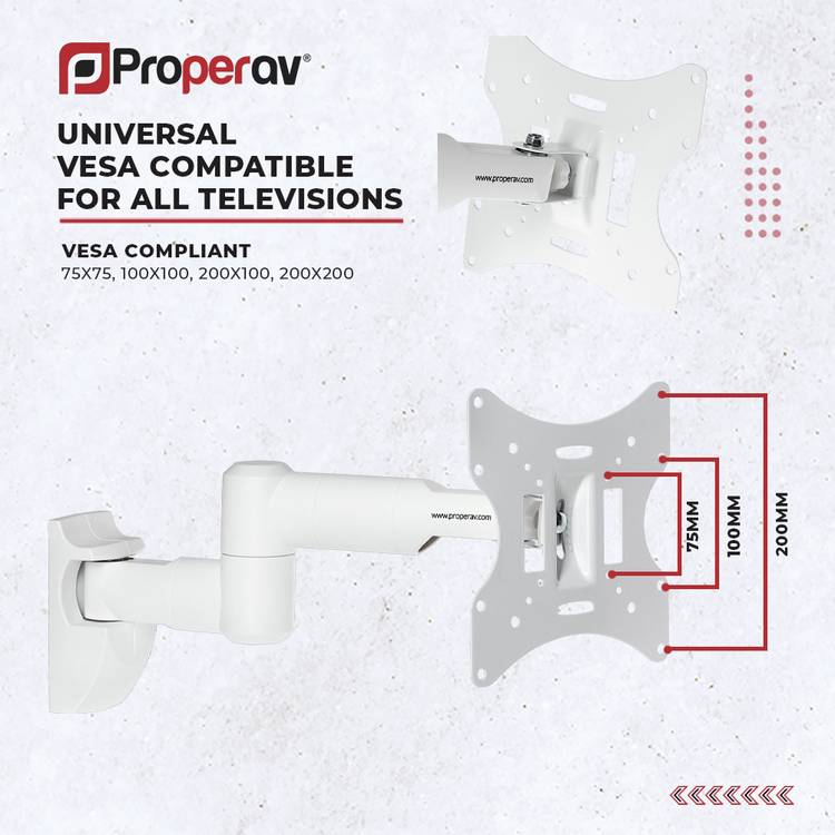 ProperAV PB150 tilt and swivel TV wall bracket - British product