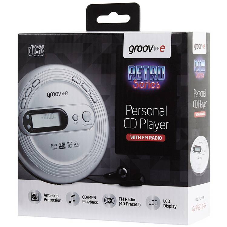 Groov-e retro personal CD player silver - British product