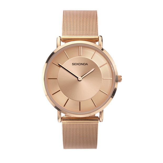 Sekonda ladies rose gold mesh watch, UK version