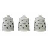 Argos Home set of 3 grey heart storage jars, imported from the UK