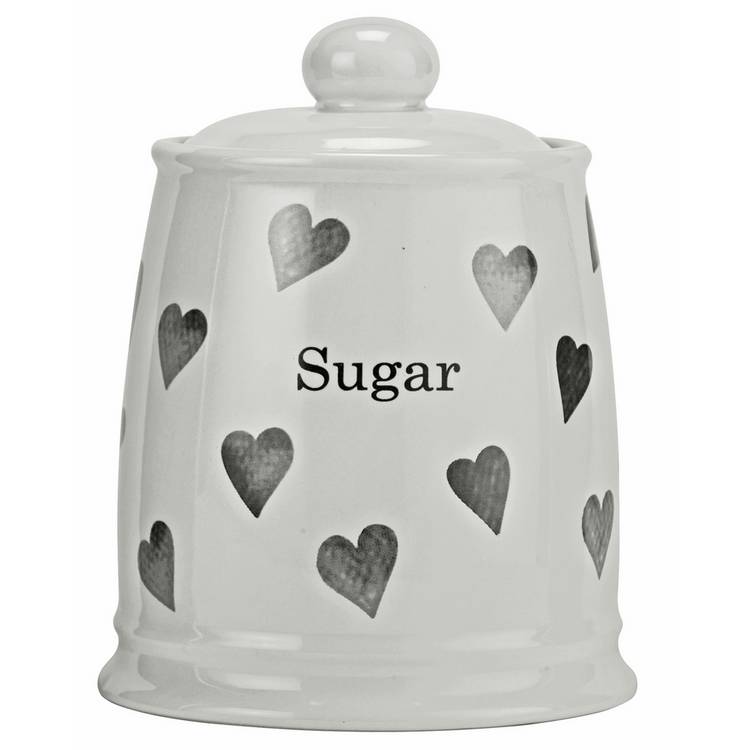 Argos Home set of 3 grey heart storage jars, imported from the UK
