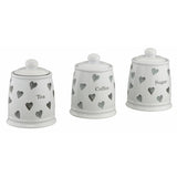 Argos Home set of 3 grey heart storage jars, imported from the UK