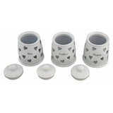 Argos Home set of 3 grey heart storage jars, imported from the UK