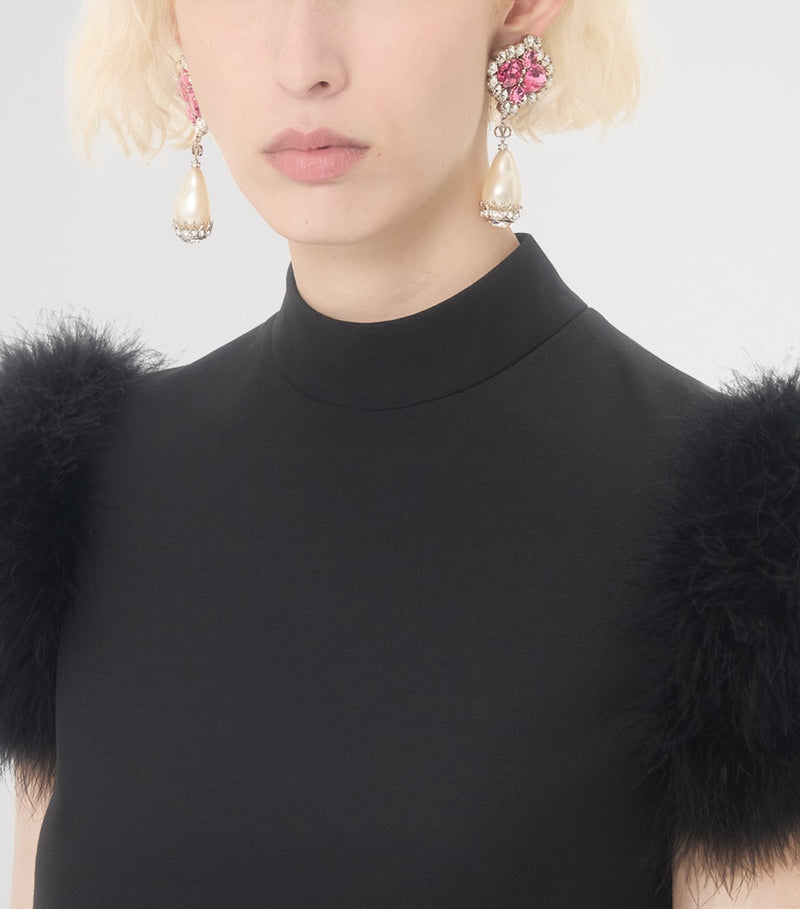 Valentino Garavani crystal drop earrings silver-tone bronze, imported from the UK