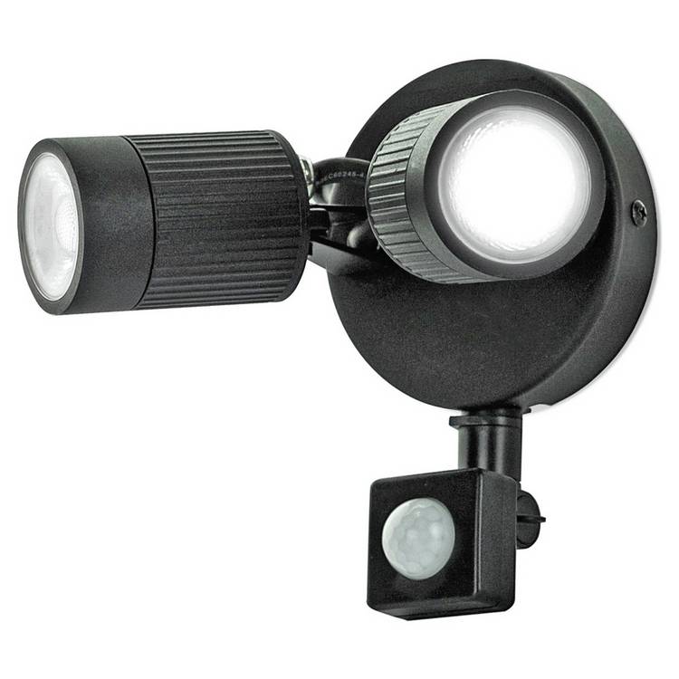 Luceco twin black PIR LED spotlights - British product