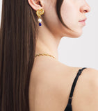 Anni Lu gold-plated Jetset earrings with pearl and lapis lazuli - British product