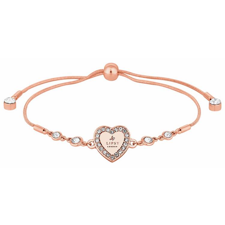 Lipsy rose gold crystal heart toggle bracelet (British brand)