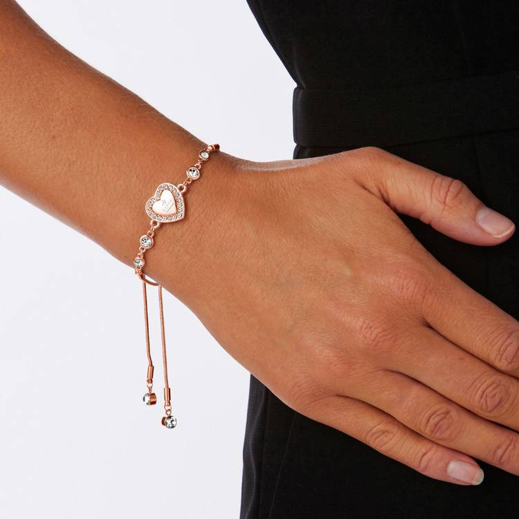Lipsy rose gold crystal heart toggle bracelet (British brand)