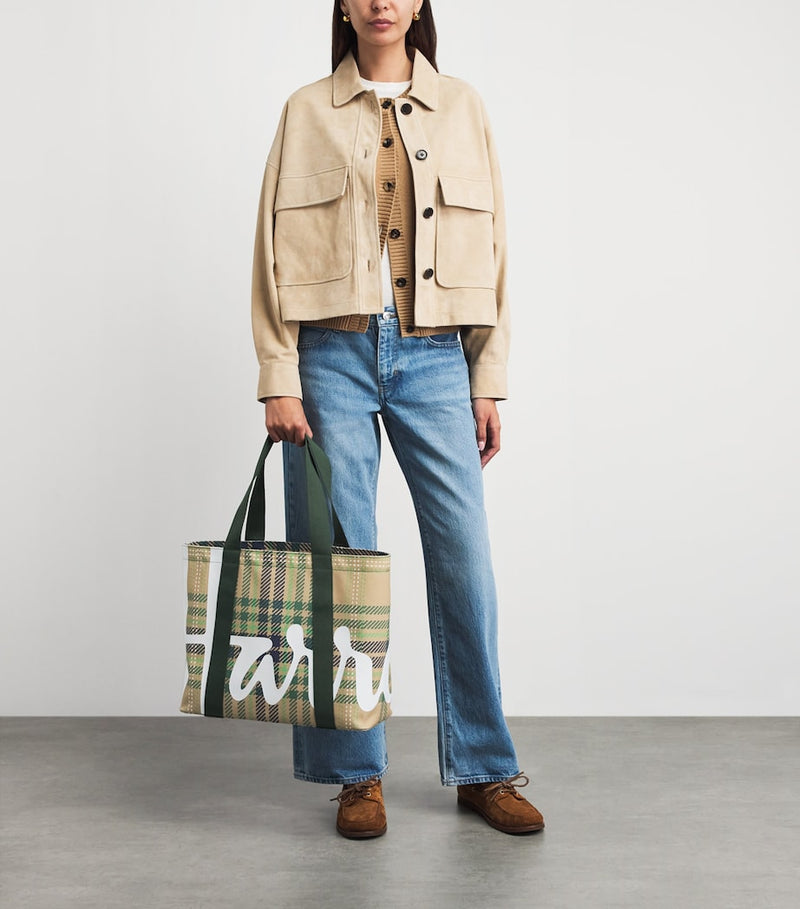 Harrods medium tartan check tote bag, imported from the UK