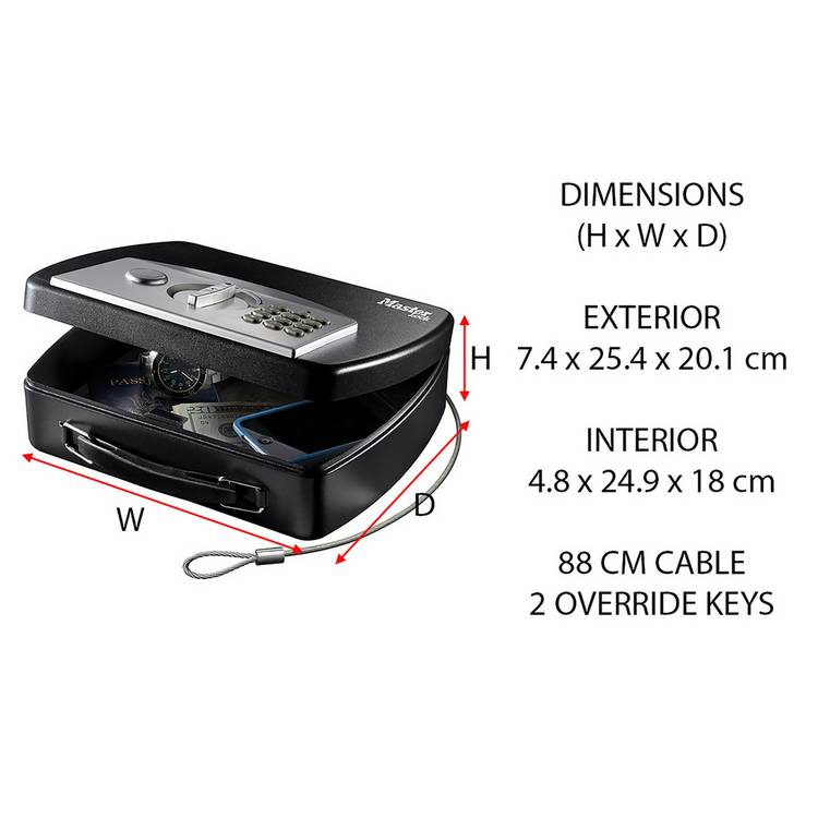 Master Lock portable safe with digital keypad and cable - British product