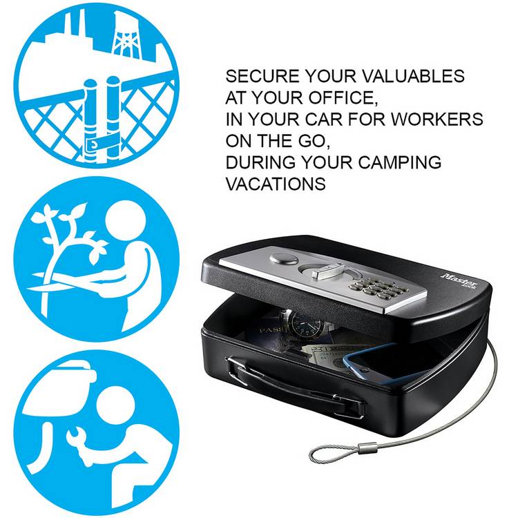 Master Lock portable safe with digital keypad and cable - British product