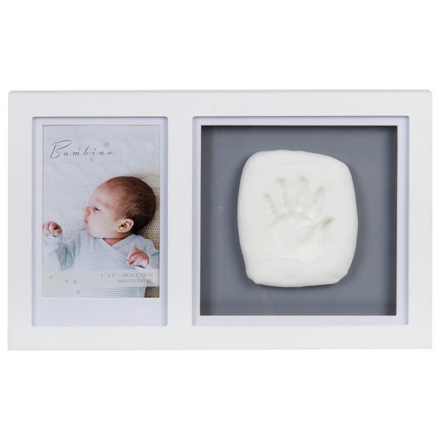 Bambino white photo frame and hand mould kit - British product