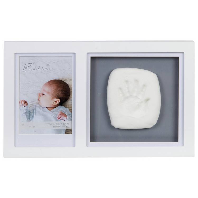 Bambino white photo frame and hand mould kit - British product