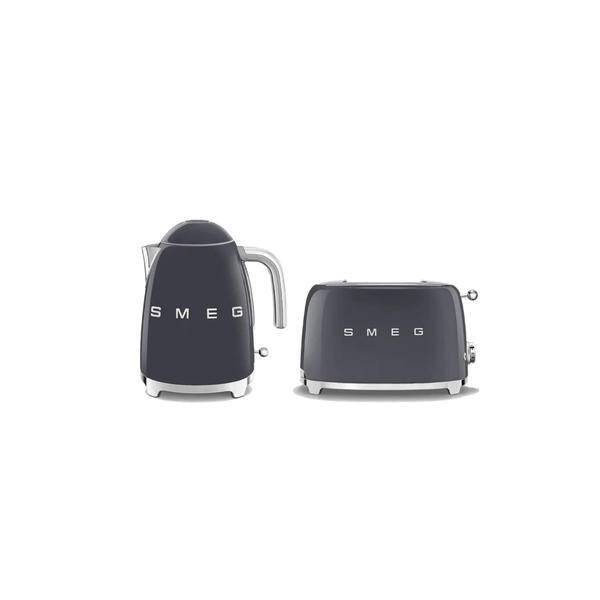 Smeg black kettle and toaster set, UK version