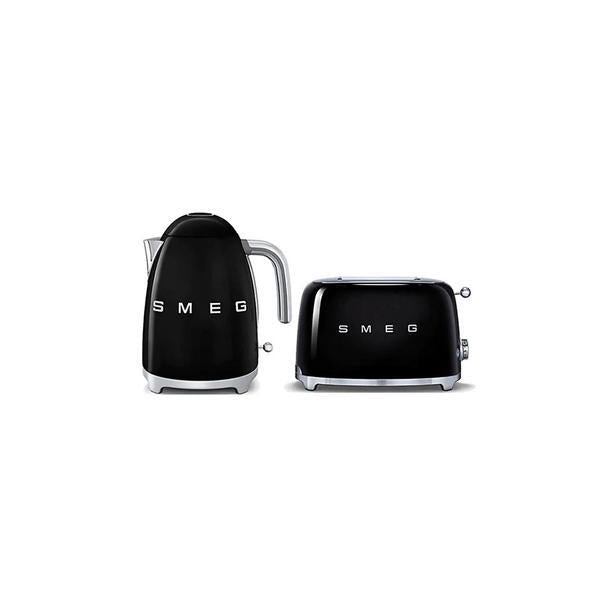 Smeg black kettle and toaster set, UK version