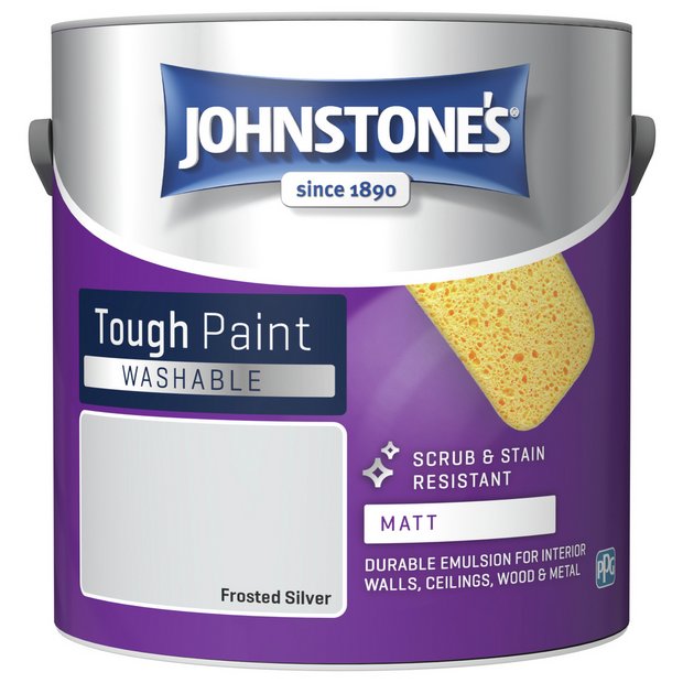 Johnstone's washable matt paint Frosted Silver 2.5L - British product