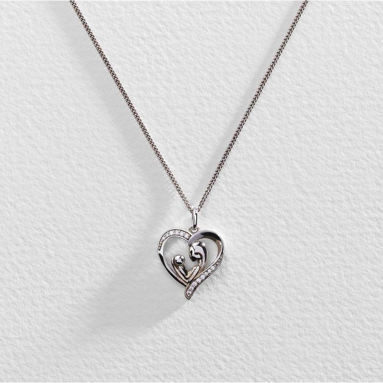 Moon & Back silver mum and child necklace, imported from the UK
