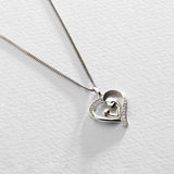 Moon & Back silver mum and child necklace, imported from the UK