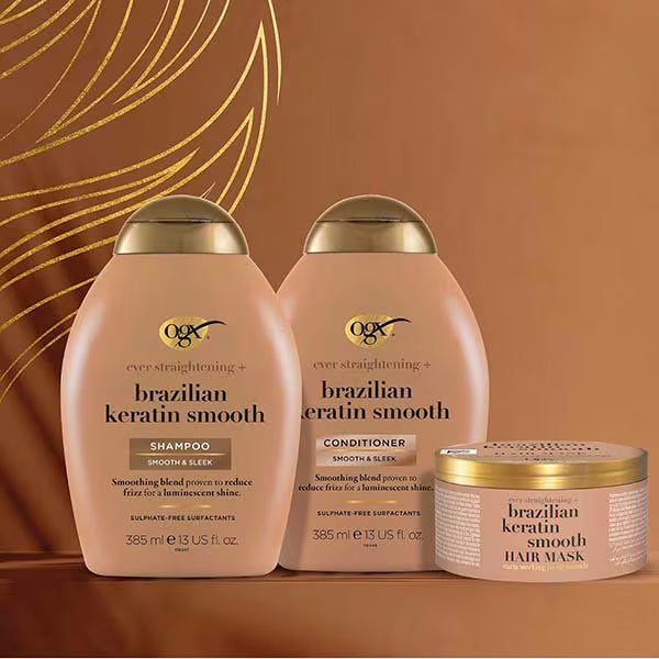 OGX Ever Straightening Brazilian Keratin Shampoo 385ml, imported from the UK