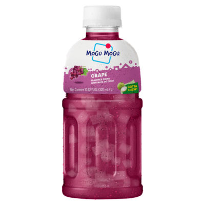 Mogu Mogu grape flavoured drink with nata de coco 320ml, imported from the UK