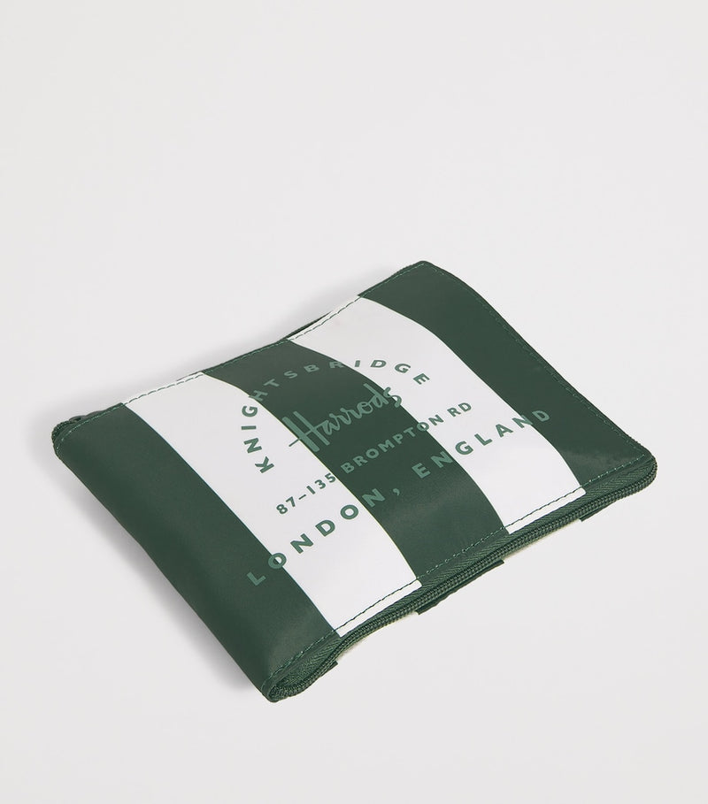 Harrods pocket shopper bag with logo and stripe (British brand)