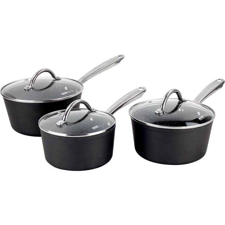 Scoville 3-piece Neverstick pan set with 16cm 18cm 20cm saucepans (British brand)