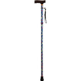 Aidapt folding walking stick with floral pattern, purple - British brand