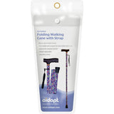 Aidapt folding walking stick with floral pattern, purple - British brand