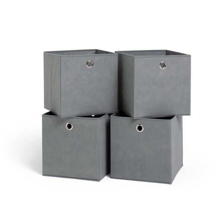 Argos Home grey square storage boxes set of 4, imported from the UK