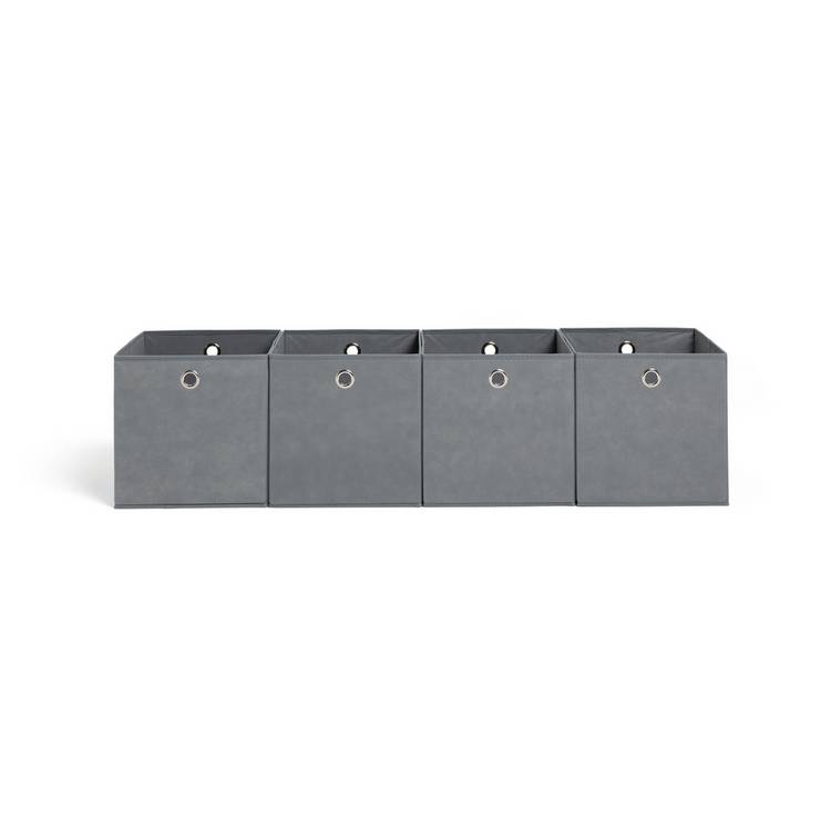 Argos Home grey square storage boxes set of 4, imported from the UK
