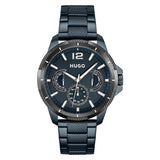 HUGO men's blue stainless steel bracelet watch 46mm, imported from the UK