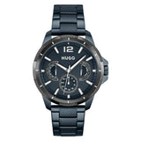 HUGO men's blue stainless steel bracelet watch 46mm, imported from the UK