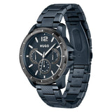 HUGO men's blue stainless steel bracelet watch 46mm, imported from the UK