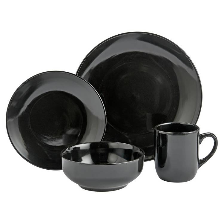 Argos Home black stoneware dinner set 16 piece (British brand)