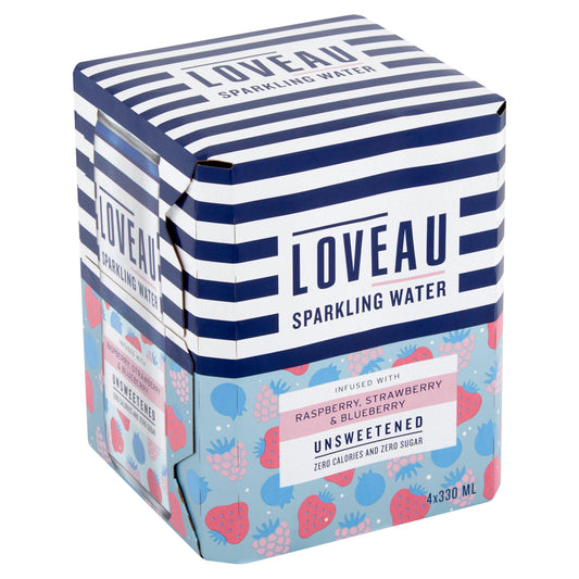 Loveau Sparkling Water Infused with Raspberry Strawberry & Blueberry 4x330ml GOODS Sainsburys   