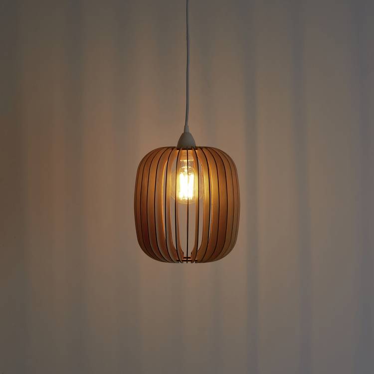 Habitat Achille natural wood easy fit lampshade 26cm, imported from the UK