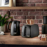 Russell Hobbs Textures 2 Slice Black Toaster, imported from the UK