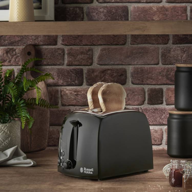 Russell Hobbs Textures 2 Slice Black Toaster, imported from the UK