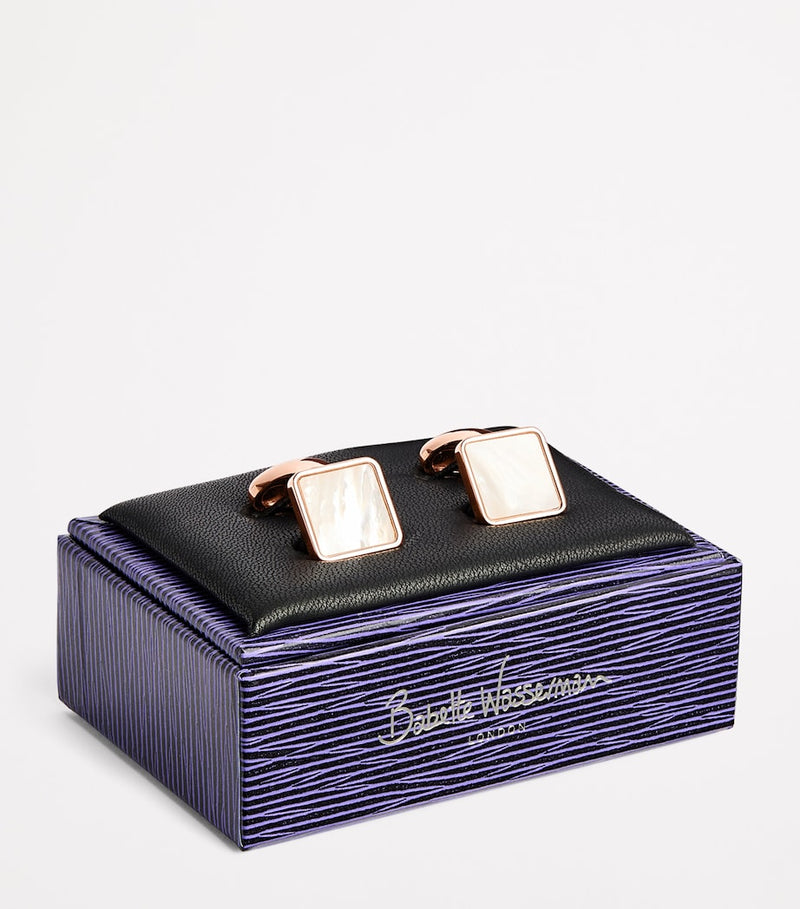 Babette Wasserman rose gold-plated key stone cufflinks, imported from the UK