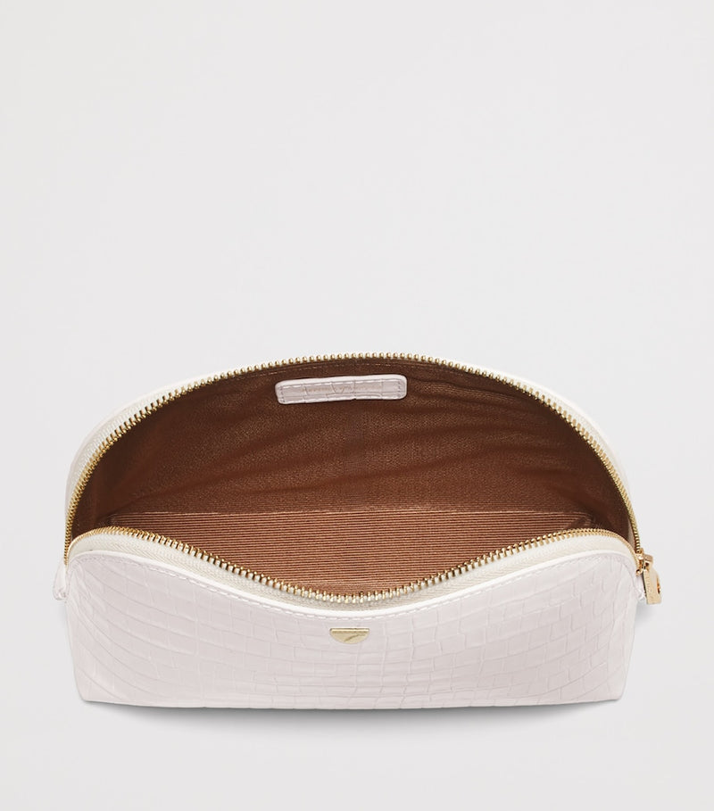 Aspinal of London small leather croc-embossed cosmetic case - British product