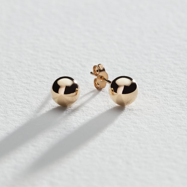 Revere gold ball stud earrings 6mm (British brand)