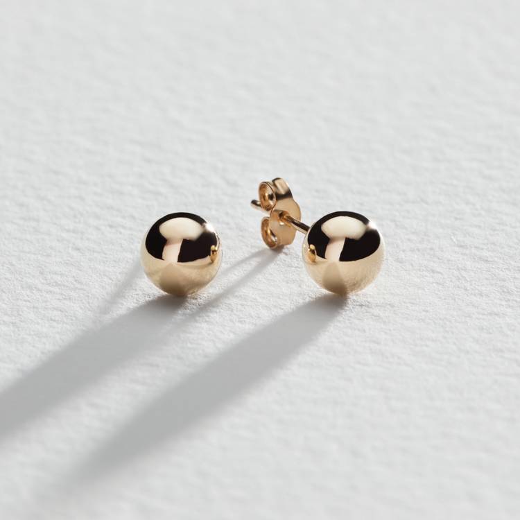 Revere gold ball stud earrings 6mm (British brand)