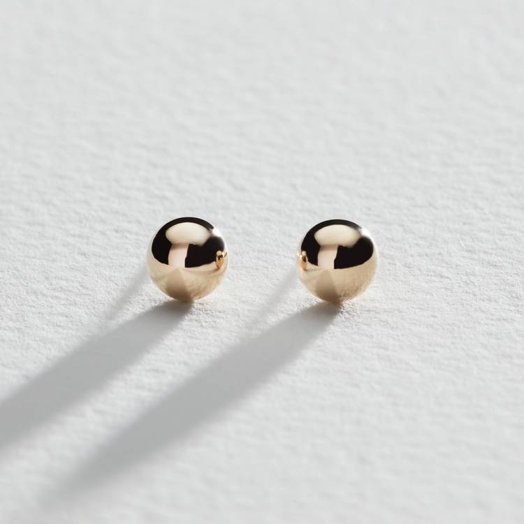 Revere gold ball stud earrings 6mm (British brand)