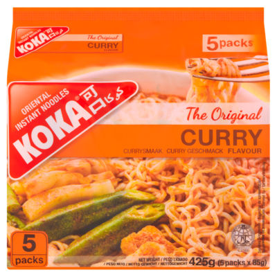 Koka Oriental instant noodles curry flavour 5 x 85g, imported from the UK